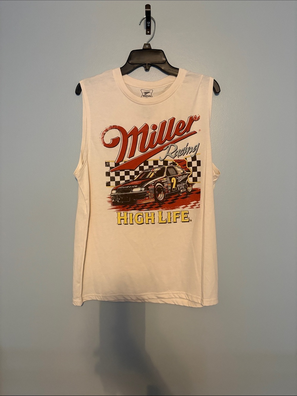 Racing 'MILLER High Life' White Graphic Muscle Tank - Men’s
